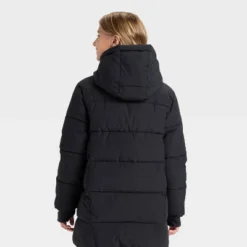 Girls' Hooded Puffer Jacket - All In Motion™ Black