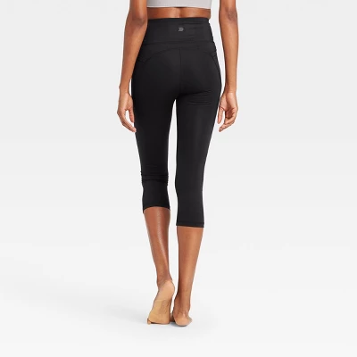 Women's Contour Power Waist High-Rise Capri Leggings With Pocket 20" - All In Motion™ Black 3 Women's Contour Power Waist High-Rise Capri Leggings With Pocket 20" - All In Motion™ Black