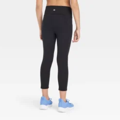 Girls' Pocket Cropped Leggings - All In Motion™ Black