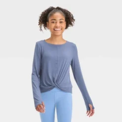 Girls' Long Sleeve Soft Rib T-Shirt - All In Motion™ -All In Motion GUEST 2ac25858 aab4 4f91 8172 a66847630273