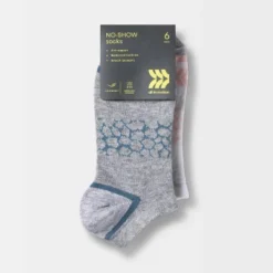 Women's Lightweight Pebble Patterned 6pk No Show Athletic Socks - All In Motion™ - White/Heather Gray 4-10