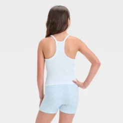 Girls' Seamless Crop Tank Top - All In Motion™ White XS: Fit, Midweight Knit, Pullover, Roundneck, Sleeveless