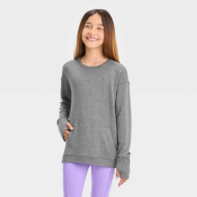 Girls' Cozy Lightweight Fleece Crewneck Sweatshirt - All In Motion™ 7 Girls' Cozy Lightweight Fleece Crewneck Sweatshirt - All In Motion™ - Image 5