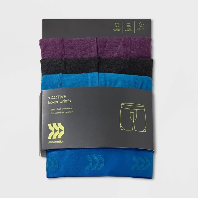 Men's Active 3pk Boxer Briefs - All In Motion™ Heathered Purple 3 Men's Active 3pk Boxer Briefs - All In Motion™ Heathered Purple