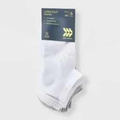 Women's Foundation Cushioned 6pk Low Cut Socks - All In Motion™ White/Light Gray 4-10: Arch Support, Zone Cushioning