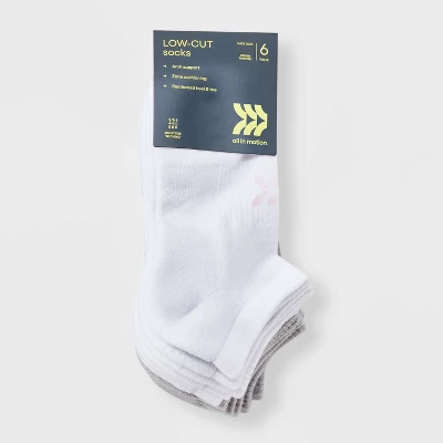 Women's Foundation Cushioned 6pk Low Cut Socks - All In Motion™ White/Light Gray 4-10: Arch Support, Zone Cushioning 3 Women's Foundation Cushioned 6pk Low Cut Socks - All In Motion™ White/Light Gray 4-10: Arch Support, Zone Cushioning