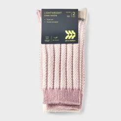 Women's 2pk Lightweight Super Soft Ribbed Checker Crew Socks - All In Motion™ 4-10