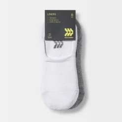 Women's Extended Size Cushioned 6pk Liner Athletic Socks - All In Motion™ - White/Heather Gray/Black 8-12