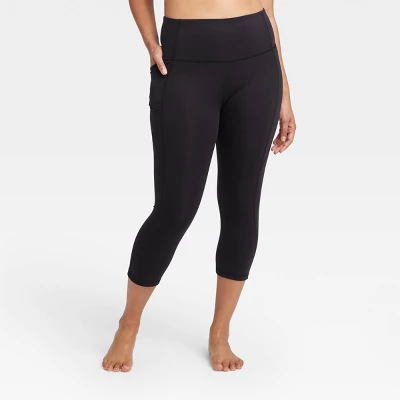Women's Contour Power Waist High-Rise Capri Leggings With Pocket 20" - All In Motion™ Black 5 Women's Contour Power Waist High-Rise Capri Leggings With Pocket 20" - All In Motion™ Black - Image 3