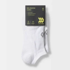 Women's Extended Size Cushioned 6pk No Show Athletic Socks - All In Motion™ - White 8-12
