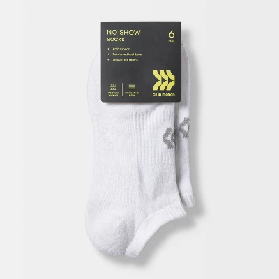 Women's Extended Size Cushioned 6pk No Show Athletic Socks - All In Motion™ - White 8-12 3 Women's Extended Size Cushioned 6pk No Show Athletic Socks - All In Motion™ - White 8-12