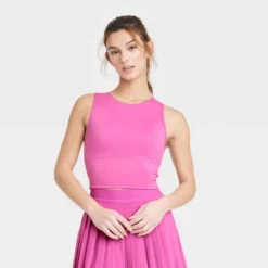 Women's Medium Support Brushed Sculpt Muscle Cropped Sports Bra - All In Motion™ -All In Motion GUEST aadb73ce e051 4c08 9145 b73a14116050