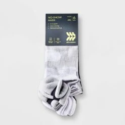 Women's 6pk Active Accents No Show Tab Athletic Socks - All In Motion™ White/Gray/Black 4-10