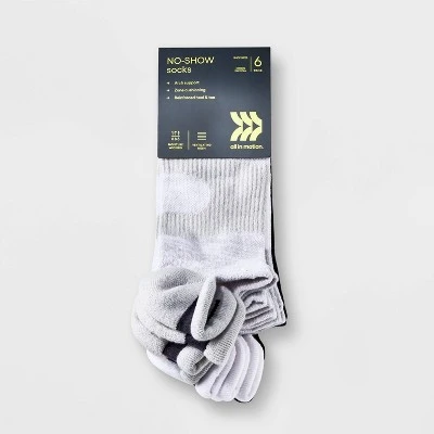 Women's 6pk Active Accents No Show Tab Athletic Socks - All In Motion™ White/Gray/Black 4-10 3 Women's 6pk Active Accents No Show Tab Athletic Socks - All In Motion™ White/Gray/Black 4-10