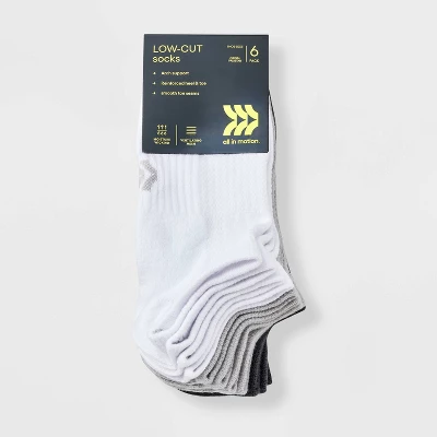 Women's Lightweight Lattice 6pk Low Cut Socks - All In Motion™ White/Gray/Black 4-10: Arch Support, Reinforced Heel & Toe 3 Women's Lightweight Lattice 6pk Low Cut Socks - All In Motion™ White/Gray/Black 4-10: Arch Support, Reinforced Heel & Toe