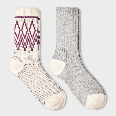 Women's 2pk Lightweight Super Soft Fair Isle Diamond Crew Socks - All In Motion™ 4-10 6 Women's 2pk Lightweight Super Soft Fair Isle Diamond Crew Socks - All In Motion™ 4-10 - Image 4
