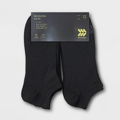 Men's No Show Light Weight Performance Socks 12pk - All In Motion™ Black 6-12 3 Men's No Show Light Weight Performance Socks 12pk - All In Motion™ Black 6-12