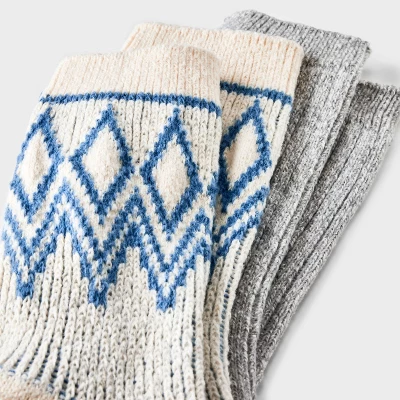 Women's 2pk Lightweight Super Soft Fair Isle Diamond Crew Socks - All In Motion™ 4-10 4 Women's 2pk Lightweight Super Soft Fair Isle Diamond Crew Socks - All In Motion™ 4-10 - Image 2