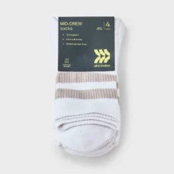 Women's Cushioned Varsity 4pk Short Crew Socks - All In Motion™