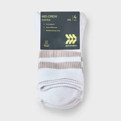 Women's Cushioned Varsity 4pk Short Crew Socks - All In Motion™ 3 Women's Cushioned Varsity 4pk Short Crew Socks - All In Motion™