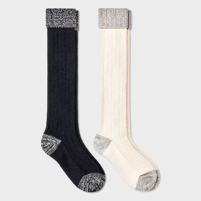 Women's 2pk Lightweight Super Soft Cable Ribbed Cuffed Knee High Socks - All In Motion™ 4-10 5 Women's 2pk Lightweight Super Soft Cable Ribbed Cuffed Knee High Socks - All In Motion™ 4-10 - Image 3