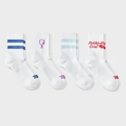 Women's Cushioned Pickleball 4pk Short Crew Socks - All In Motion™ White/Blue/Purple 4-10: Arch Support, Knit -All In Motion GUEST e7ffb10f 6fd4 4cdc 9ecf f60cd061ca46