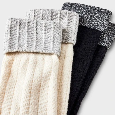 Women's 2pk Lightweight Super Soft Cable Ribbed Cuffed Knee High Socks - All In Motion™ 4-10 4 Women's 2pk Lightweight Super Soft Cable Ribbed Cuffed Knee High Socks - All In Motion™ 4-10 - Image 2