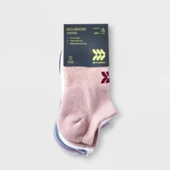 Women's 6pk Vault Striped No Show Athletic Socks - All In Motion™ Assorted Colors 4-10