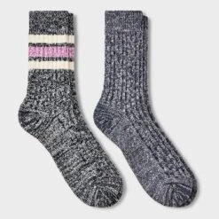Women's 2pk Lightweight Super Soft Striped Cable Knit Crew Boot Socks - All In Motion™ 4-10 -All In Motion GUEST f42061f7 1abf 413f b0d7 9676a2d337f6