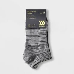 Women's 4pk Lightweight Random Feed No Show Athletic Socks - All In Motion™ Assorted Grays 4-10